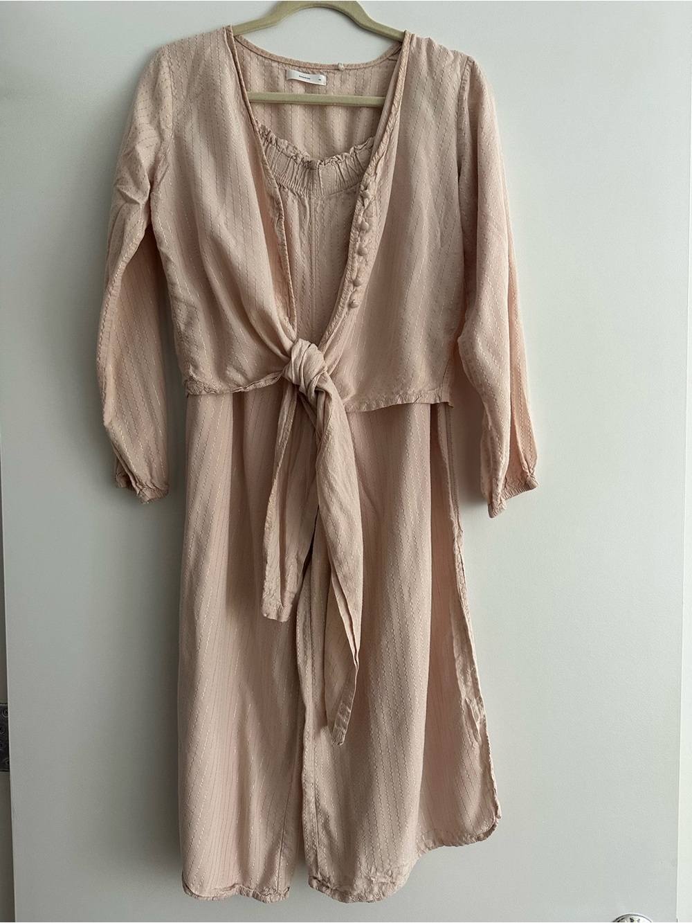 Reserved Blush Tie-Front Midi Dress